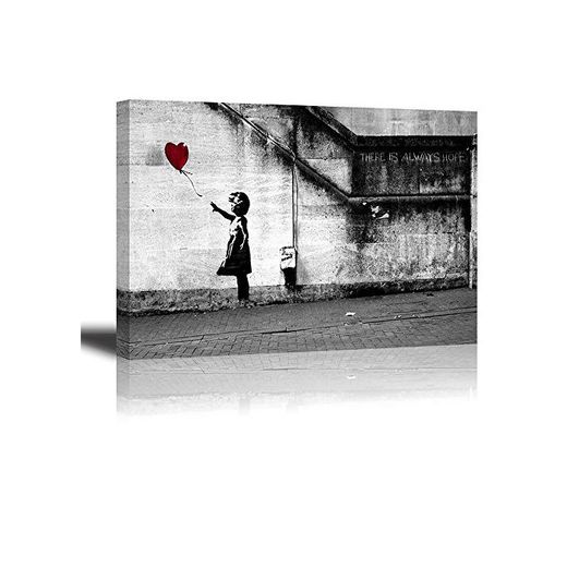 PIY Cuadro Sobre Lienzo Piy Banksy Rojo de niña con Globo Pintura