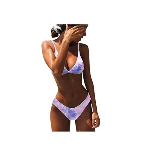 MMMYANG Bikini Mujer Verano 2020 Traje de baño de Dos Piezas de Bikini brasileño con Estampado Tie Dye Sexy para Mujer Buen Top Bikini Tanga Mujer Biquini Sujetador