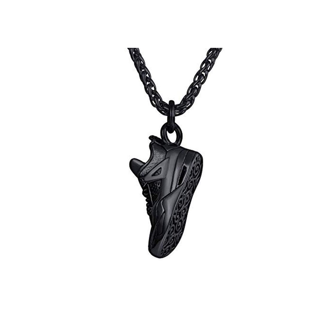 Social U7 Collar Hombre Acero Inoxidable Collar memorizal Colgante de Botas Entrenamiento Collar chulo Regalo de cumpleaños Cadena Acero Negro
