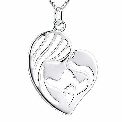 YL Collar Madre e Hija Plata de ley 925 Corazon Colgante Regalos