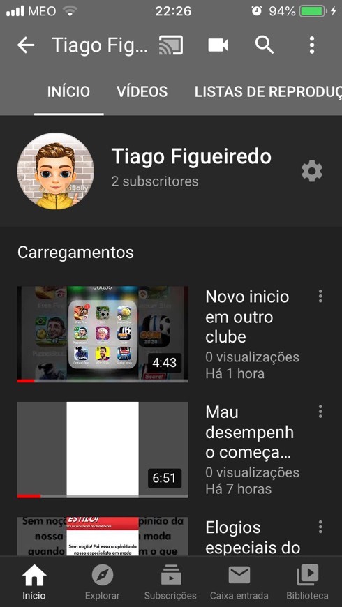 Moda Meu canal de YouTube 