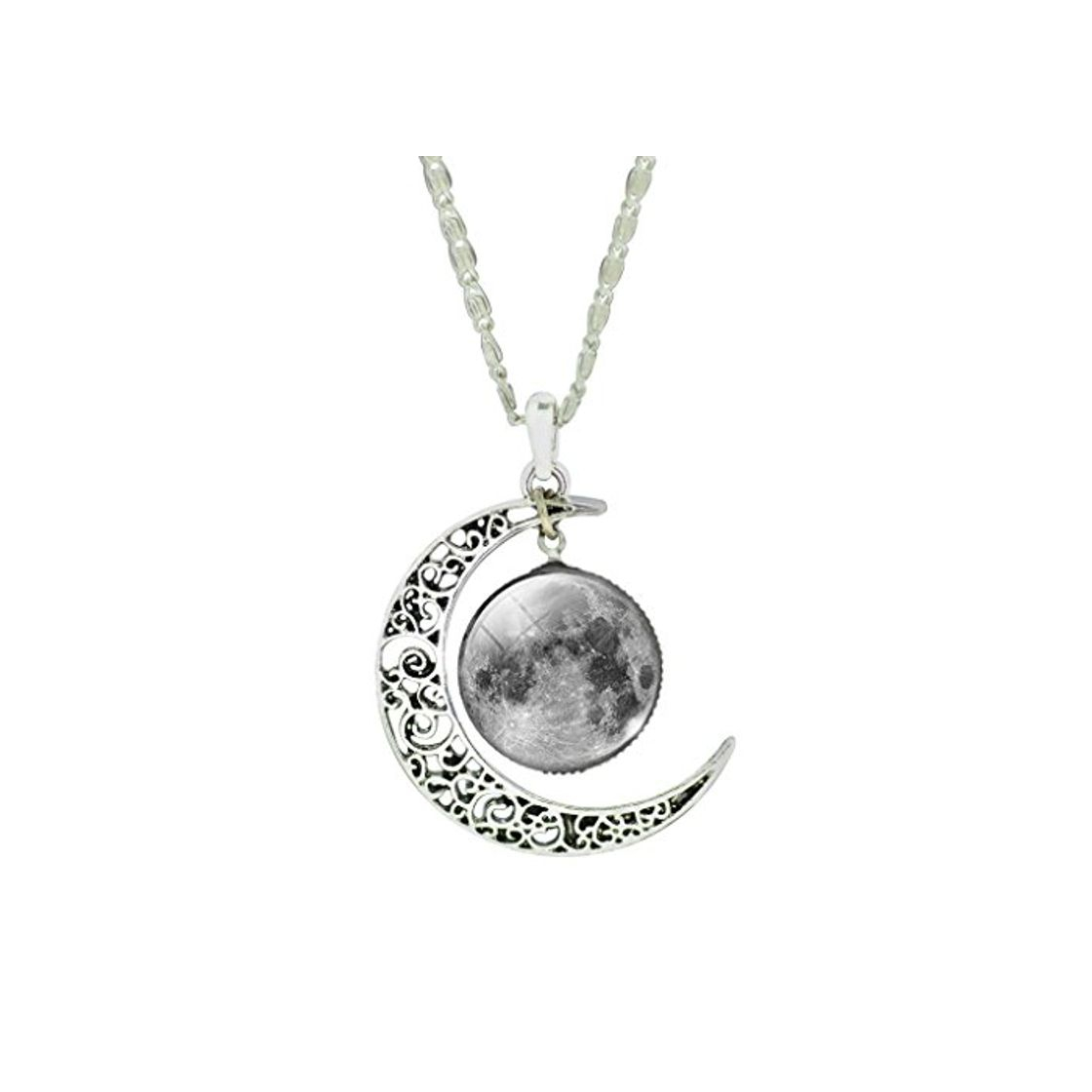 Social Jiayiqi Mujeres Patrón Galaxia Universo Cielo Estrellado Místico Collar Llamativo Colgante Creciente Luna