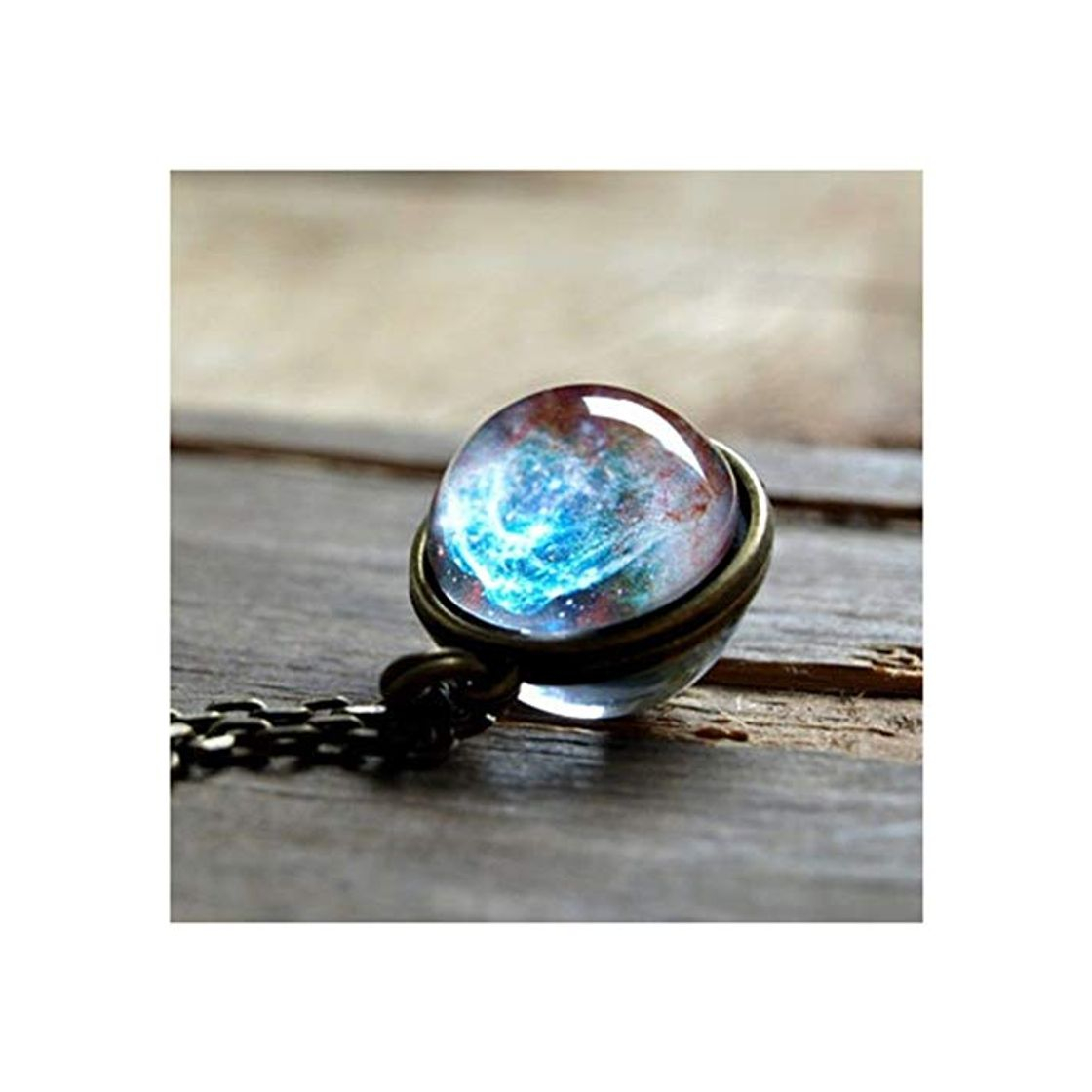 Social Coomir Bola Doble de Cristal Colgante Joya Universo Universo Estrella Cadena Collar Regalos de la joyería