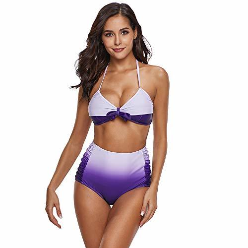 Products DOHAOOE Mujeres Sexy Vintage Bikini Set Halter Cintura Alta Traje de baño