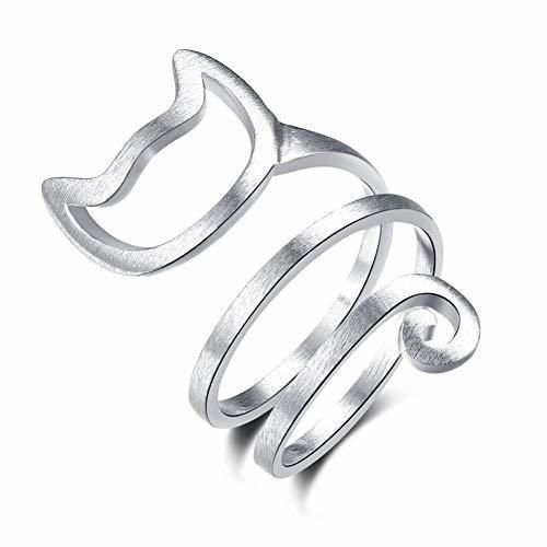 Innovadora del anillo del gato precioso Sterling ajustable anillo de plata pares