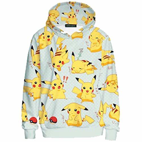LYLXS Mujeres Sudaderas Pullover con Capucha Pikachu Imprimir Hoodies Encapuchado Tops con