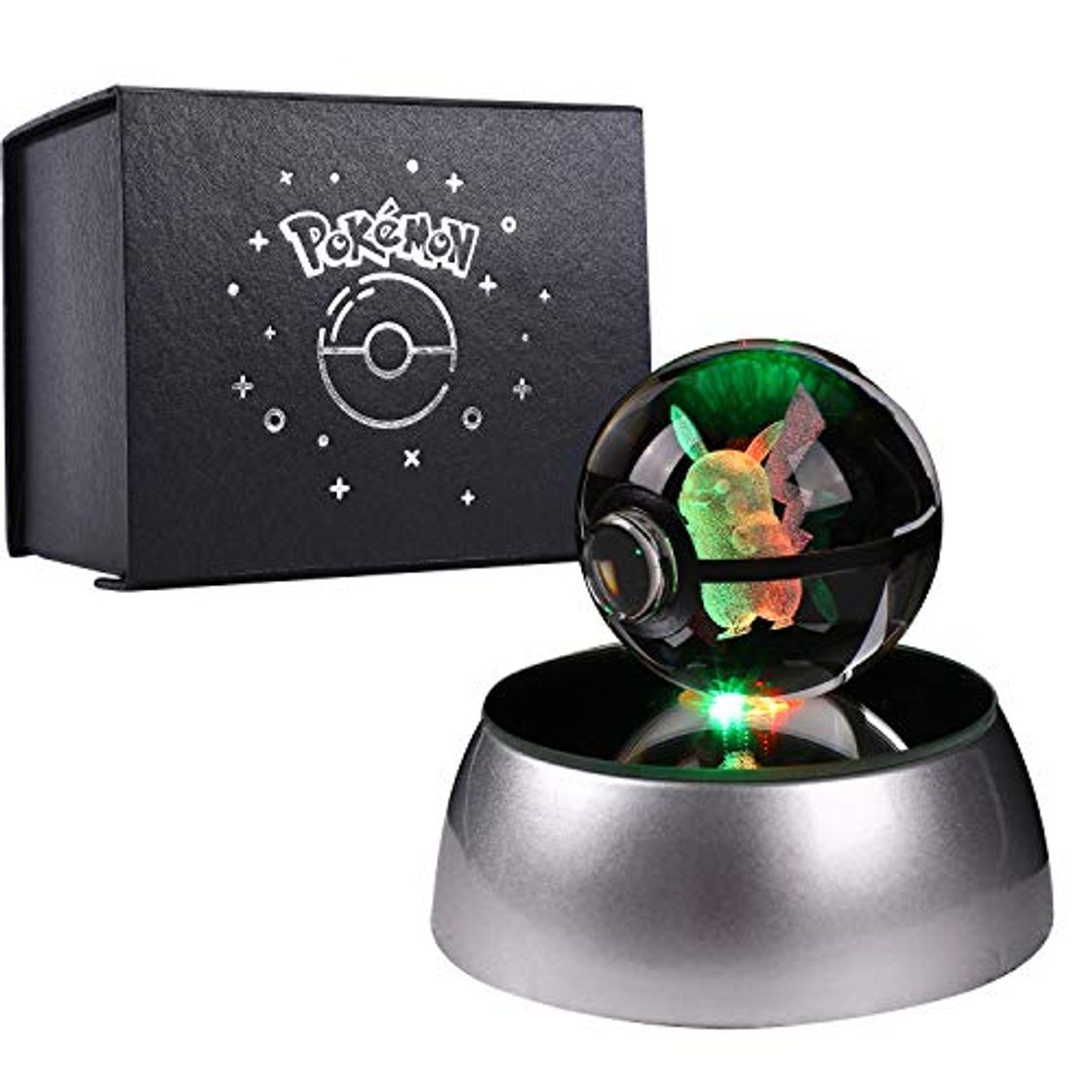 Producto Herefun 3D Bola de Cristal Luz Nocturna Lámpara Pokémon Series Laser Engraving