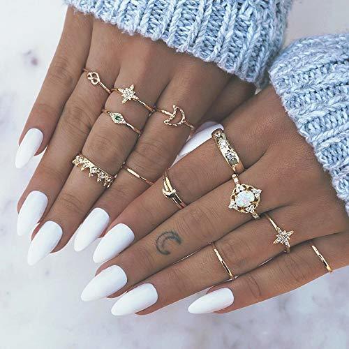 Social Simsly Boho - Juego de anillos para nudillos, diseño de nudillos, color