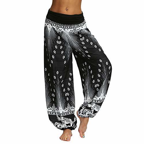 Producto Nuofengkudu Mujeres Hippies Pantalones Largos Cintura Alta Boho Flores Impreso Suelto Yoga