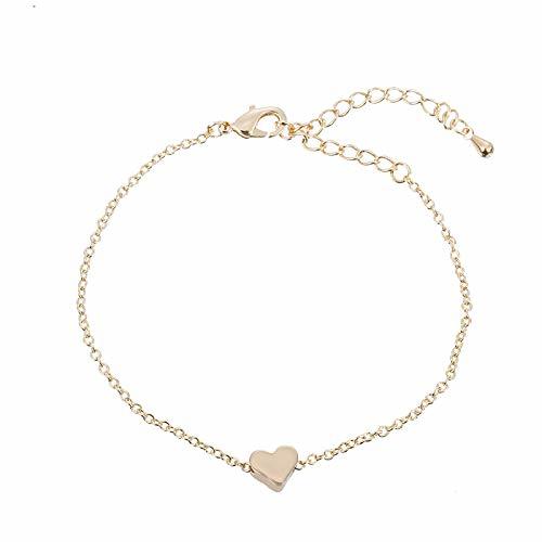 Social VHMKLOi Pulsera Duplo Coração Charme Pulseira de Ouro para As Mulheres Jóias