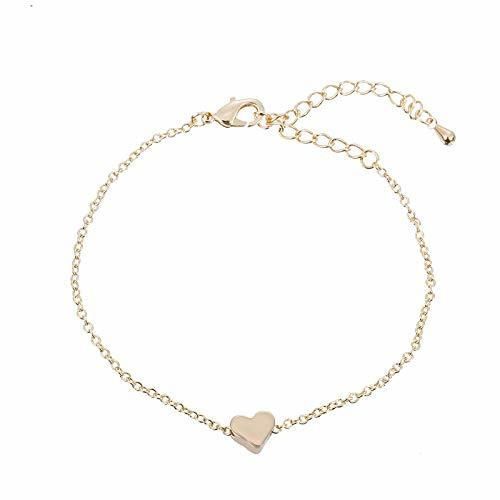 VHMKLOi Pulsera Duplo Coração Charme Pulseira de Ouro para As Mulheres Jóias