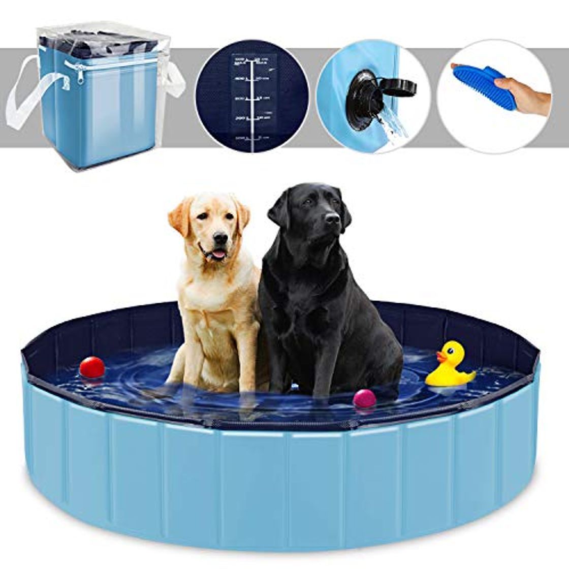 Social YAOBLUESEA Piscina para Perros, 160x30 CM Piscina para Perros Bañera Plegable para