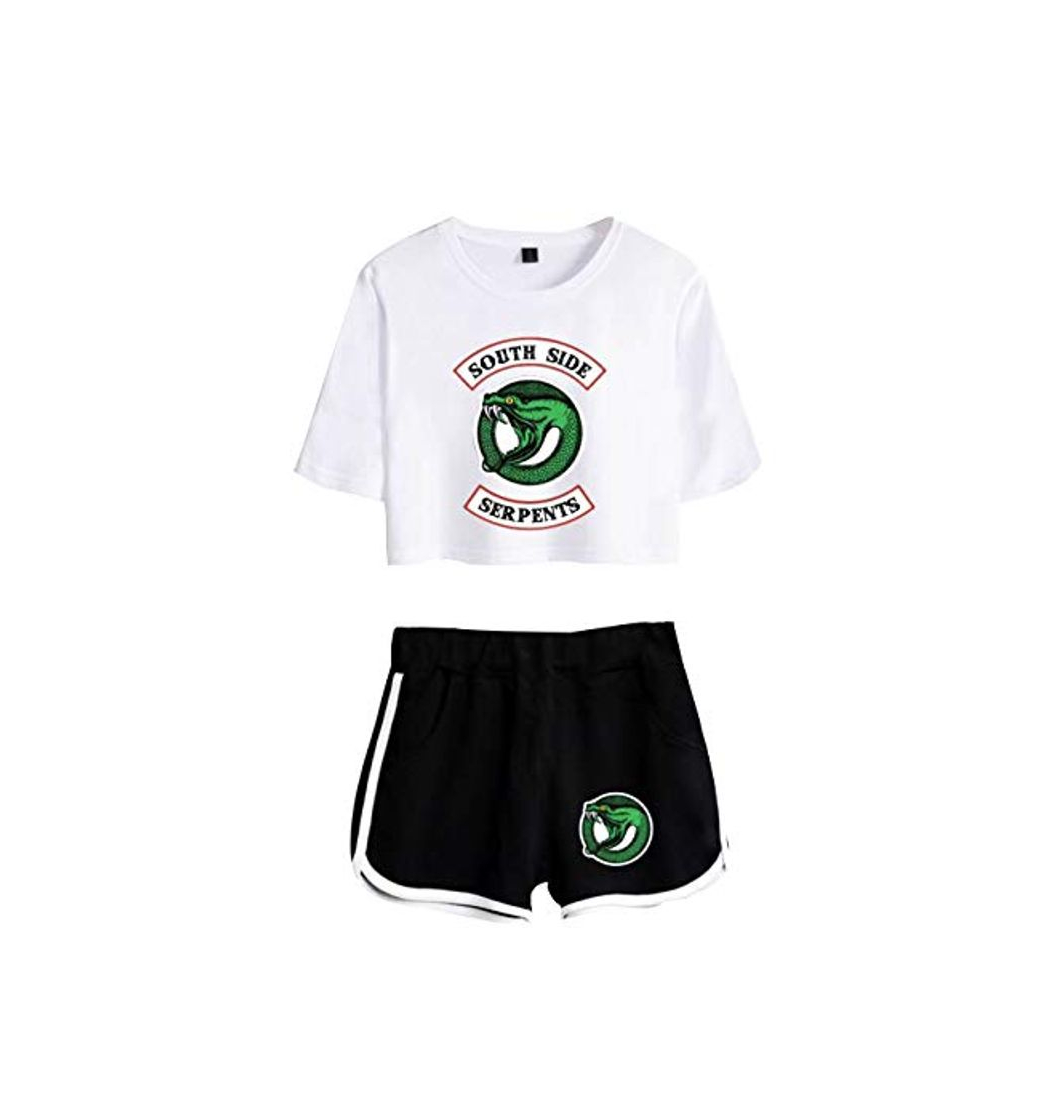 Social Camiseta y Pantalón Corto Riverdale Adolescente Chica Serpientes Camiseta de Manga Corta