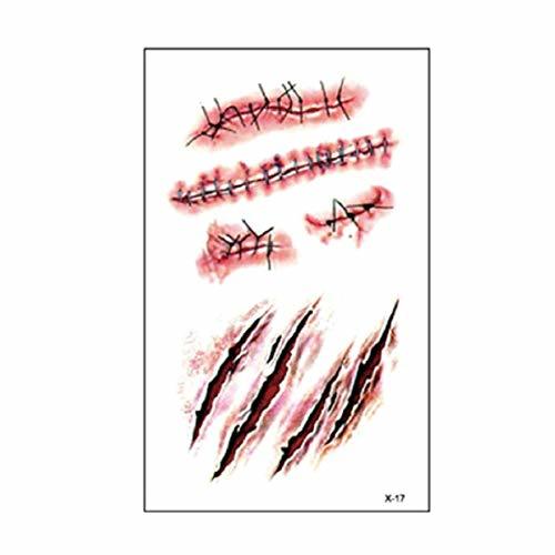 Social MXECO Halloween Zombie Scars Pegatinas de Tatuajes Decoraciones de Halloween Heridas Falsas