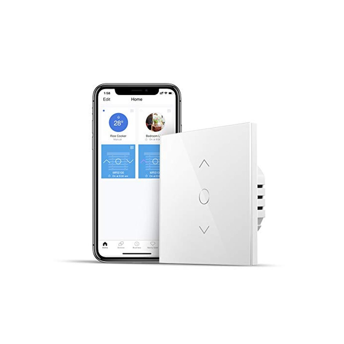 Social Interruptor de Cortina Inteligente, Wi-Fi Interruptor de Persiana Enrollable. Compatible con Alexa