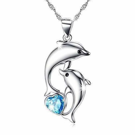Collares Mujer Joyería Mujer Plata de Ley Colgante con forma de delfín