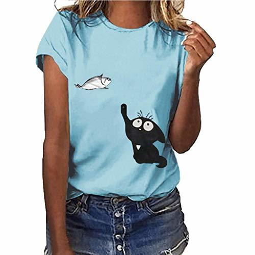 Product Darringls Camiseta para Mujer, Camiseta Tops Estampada para Mascotas de Mujer Camisa