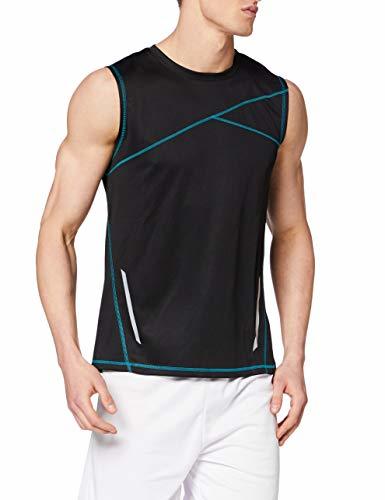 Marca Amazon - find. Camiseta Deportiva Hombre, Negro