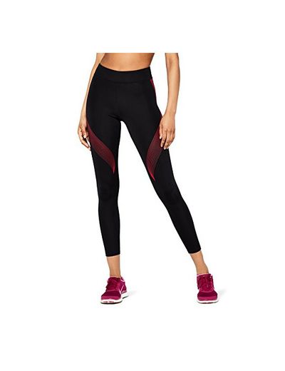 Amazon Brand - AURIQUE Leggings deportivos con paneles para mujer, Negro