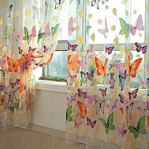 Mariposa floral cortinas Visillos gasa de Tulle de la cortina de ventana