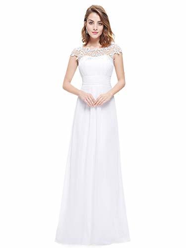 Producto Ever-Pretty Vestido de Boda Encaje Gasa Cuello Redondo Corte Imperio A-línea para