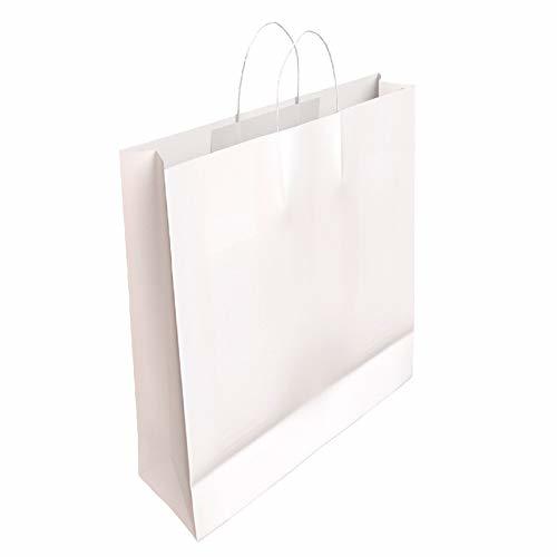 Products [CA4007] 50 x Bolsa de Papel Kraft Blanca con Asas Rizadas 32