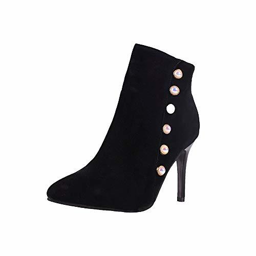 Products Logobeing Botines Mujer Tacon Ocio Zapatos de Perlas Antideslizantes con Cordones de