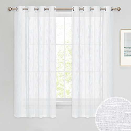 Social PONY DANCE Cortinas Translucidas Dormitorio - Visillos Blancos Cortos Ojales/Paneles para Ventanas