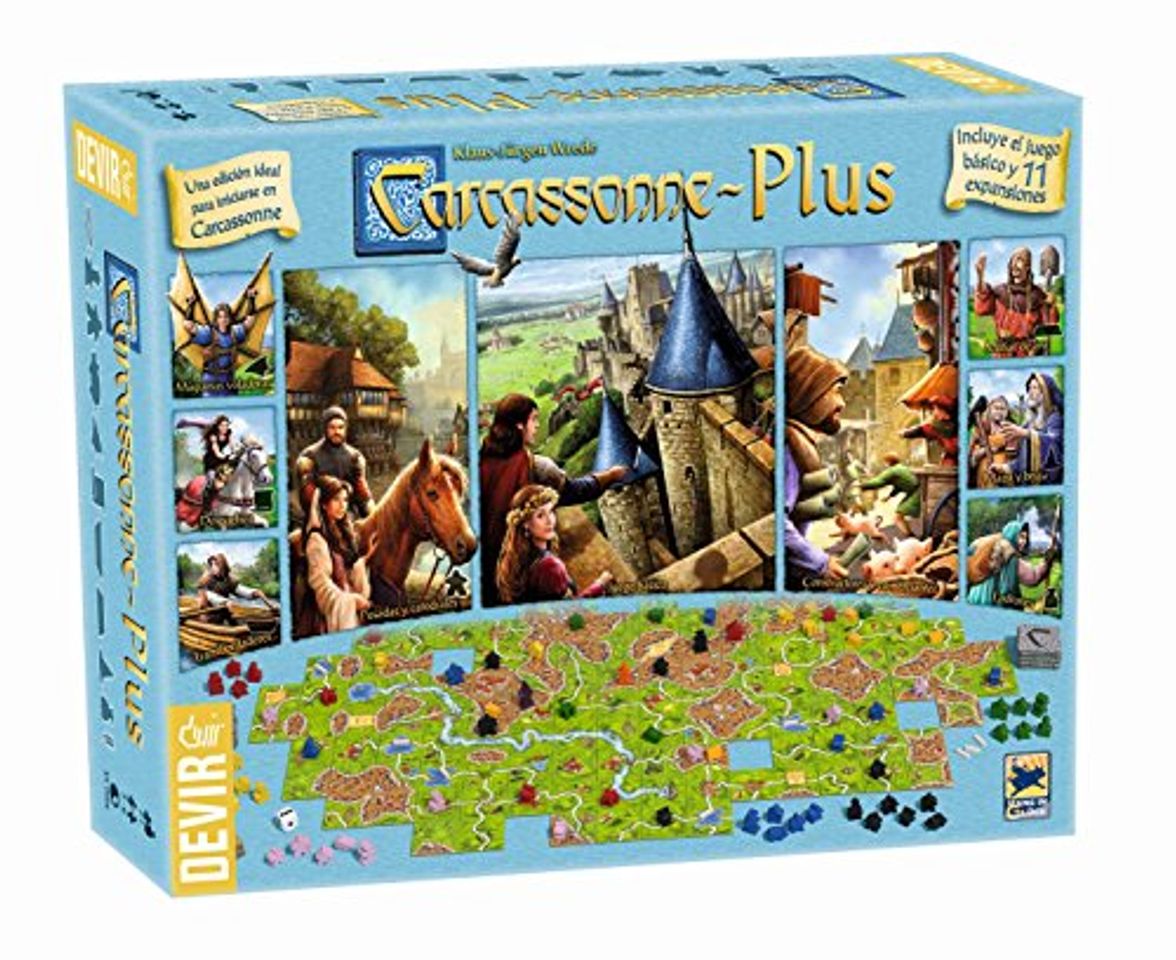 Devir Carcasonne - Plus, incluye el juego básico y 11 expansiones