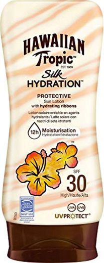 Hawaiian Tropic Silk Hydration Protective - Loción Solar Protectora con índice SPF 30 con cintas de seda hidratantes y resistente al agua, formato 180 ml