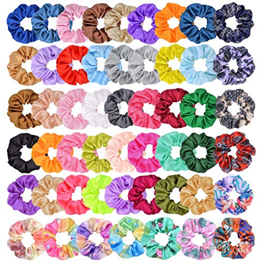 Producto 52pcs Hair Scrunchies Chiffon Flowers Bandas elásticas para el cabello Scrunchy Hair