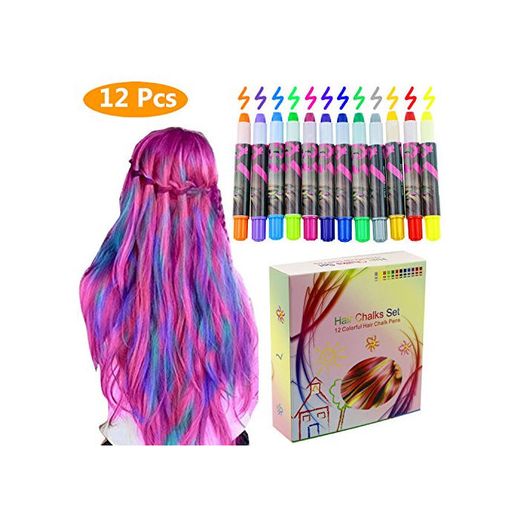 Philonext Set de tizas para el cabello -12 plumas de tiza coloridas