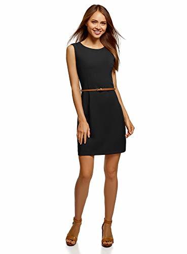 Producto oodji Ultra Mujer Vestido sin Mangas con Cinturón, Negro, ES 34