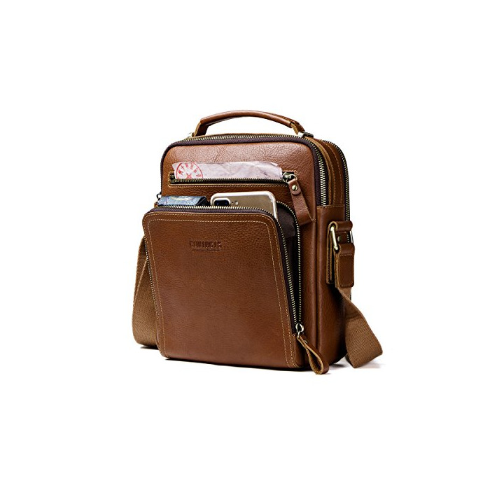 Producto Contacts Cuero real para hombre iPad Mini Tab Messenger CrossBody bolso de