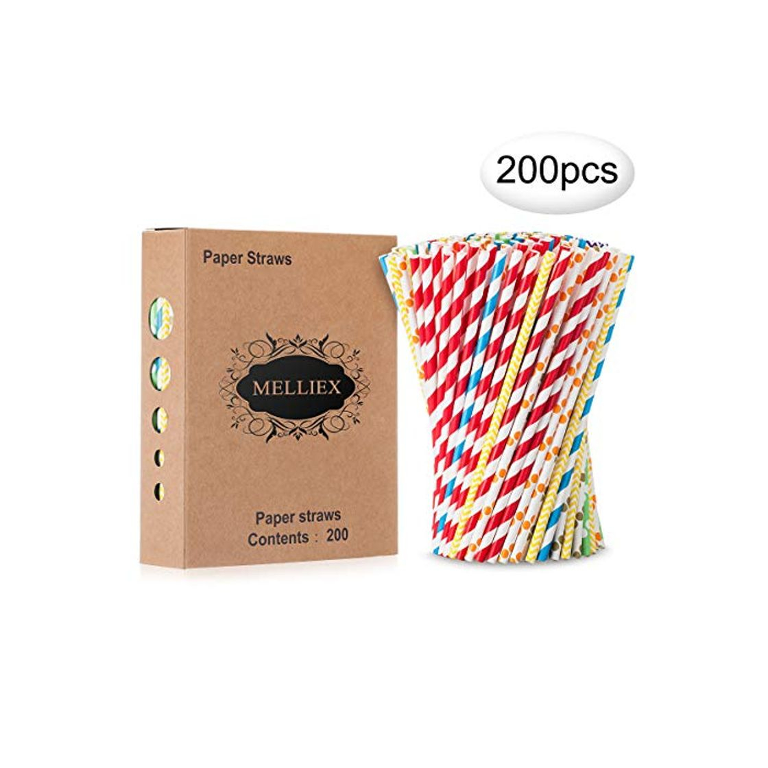 Social 200PCS Pajitas de papel biodegradables Pajitas de papel de colores Pajitas desechables