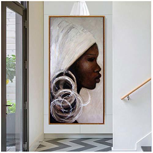 Social Retrato africano pintado a mano Pinturas al óleo negro blanco África mujer
