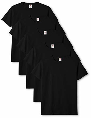 Social Fruit of the Loom Mens Original 5 Pack T-Shirt Camiseta, Negro