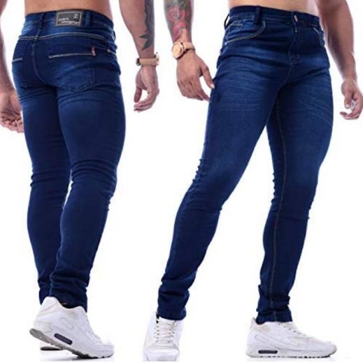 Calças Jeans Slim Com Lycra Azul Escuro Originais

