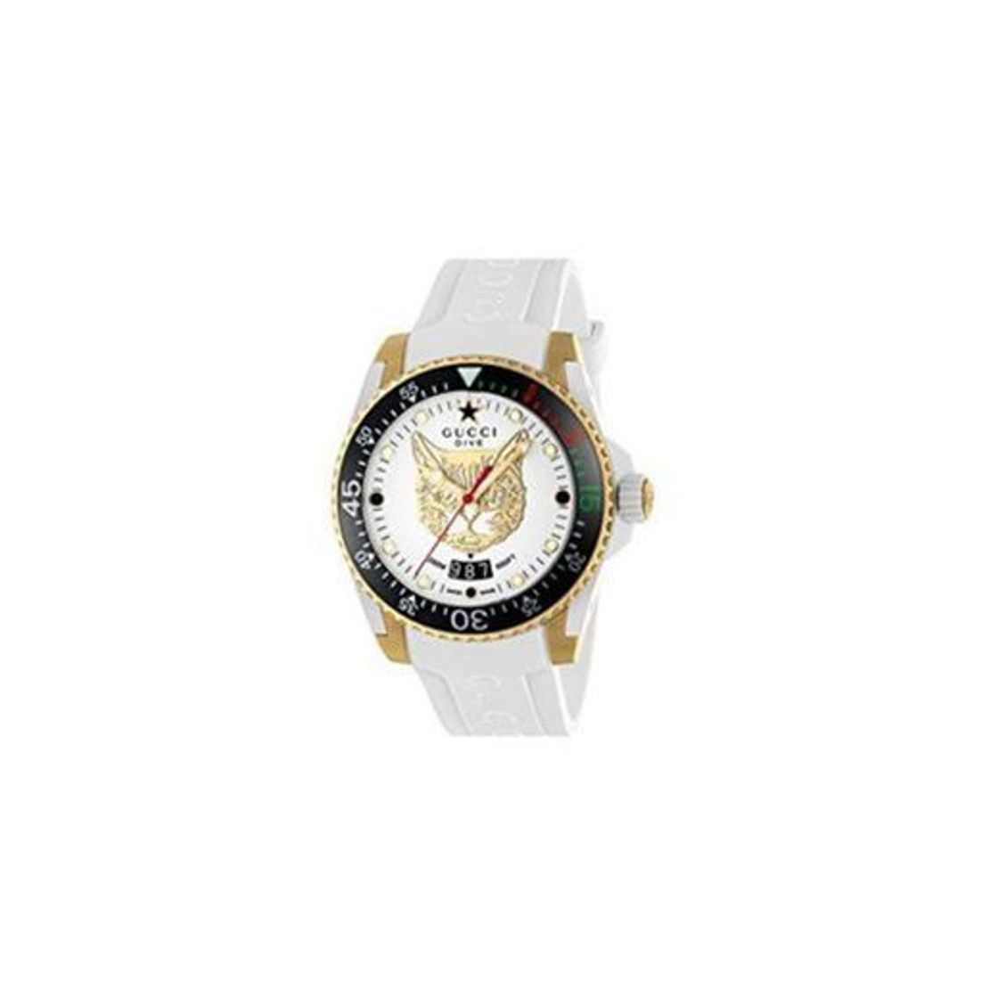 Social Gucci Reloj de Buceo cauuciu Carcasa Blanca con pvd con Oro Amarillo