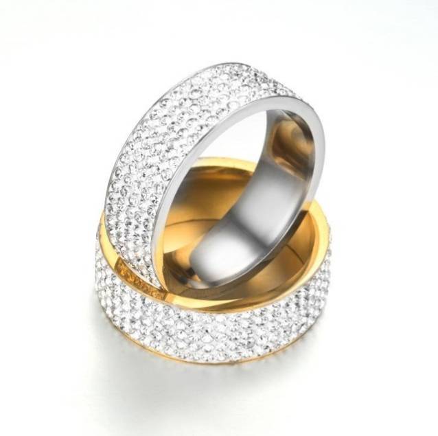 Social Anillo con Diamantes en Plata y Oro