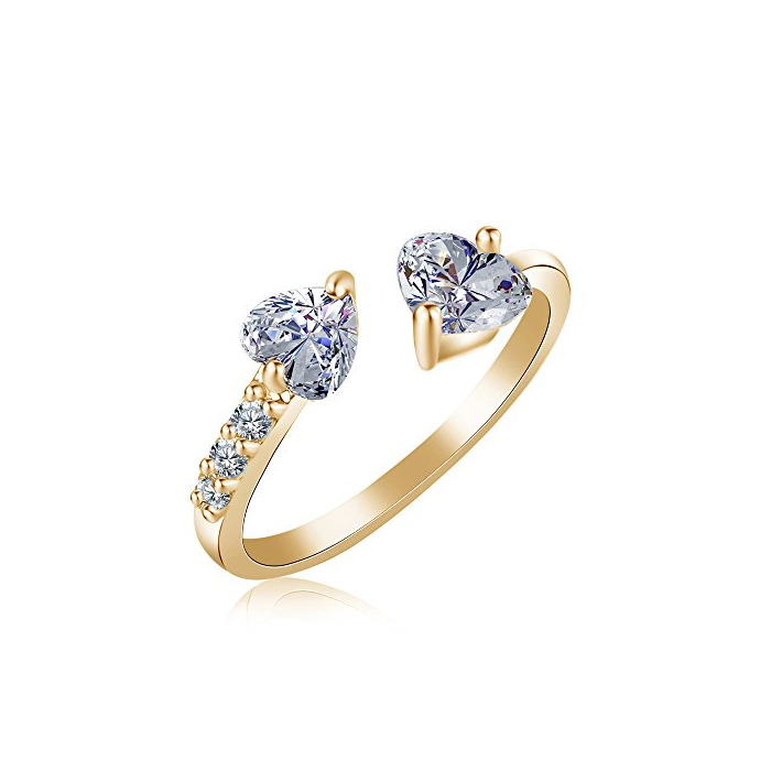 Social YAZILIND chapado en oro exquisito corte de zirconia cubicos chispeantes ajustable anillo