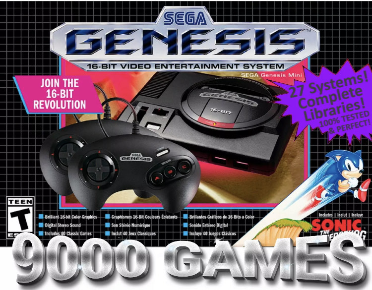 Social Sega Classic Mini Console Destravado 9000+ JOGOS SNES, NES