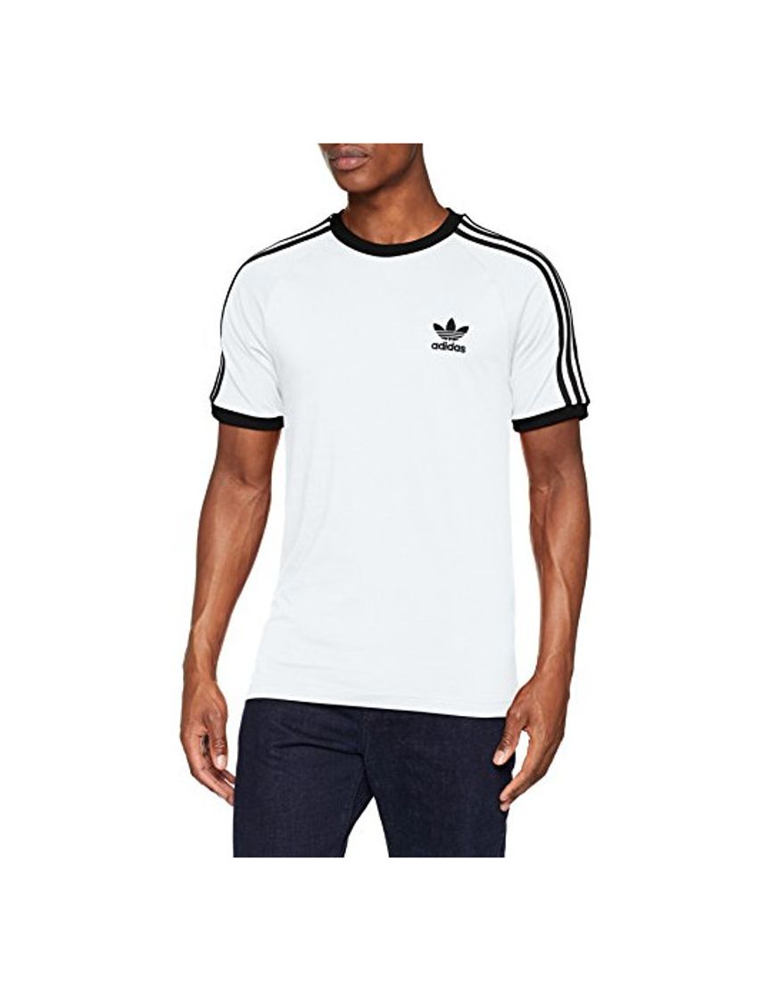 Social adidas Tres Bandas Camiseta de Manga Corta, Hombre, Blanco