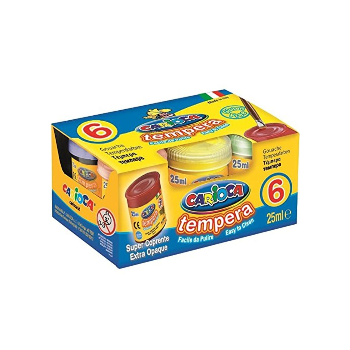 Products Carioca- Tempera Caja con 6 Vasos a 25ml, Multicolor