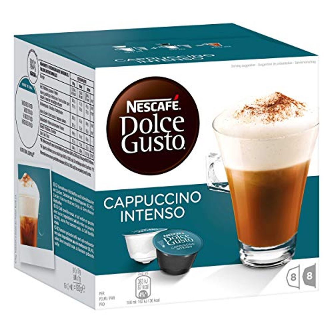 Productos Nescafé Dolce Gusto Cappuccino Intenso, Cápsulas, Café con Leche, Café, 96 Cápsulas