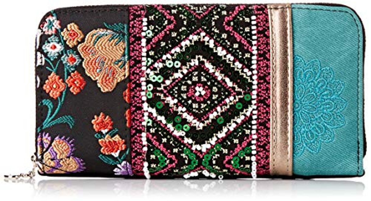 Lugar Desigual Wallet Between Zip Around, Billetera para Mujer, Grün