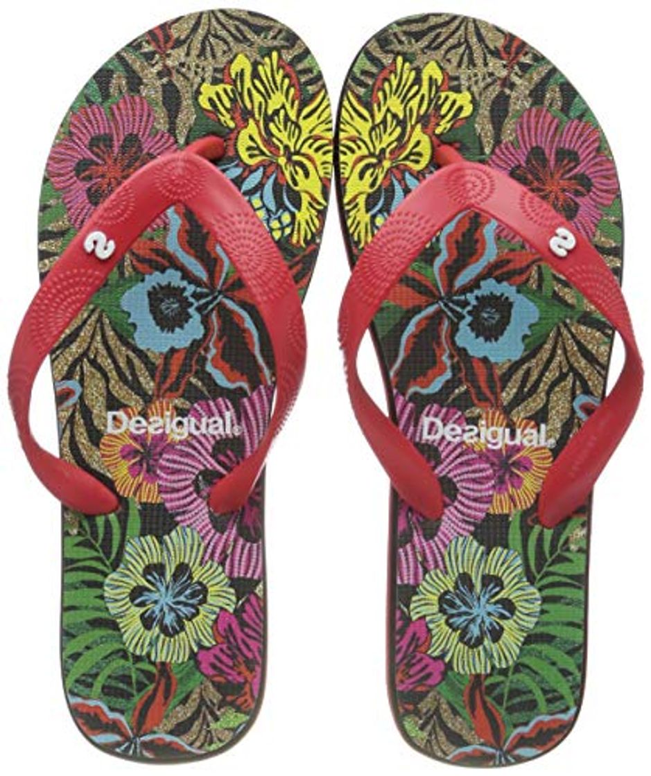 Producto Desigual Tropical, Chanclas para Mujer, Negro