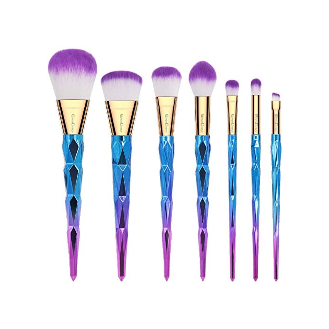 Social EmaxDesign Juego de brochas de maquillaje 7 piezas Colorful Diamond Patterned con