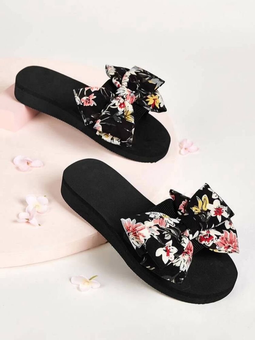 Moda Multicolorido Bow Floral Conforto Chinelos