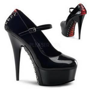 Fashion Vermelho Preto 15,5 cm DELIGHT-687FH Mary Jane Scarpin Sapat